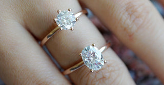 Close-up of a sparkling moissanite ring, showcasing its brilliance as a diamond alternative.