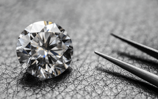 Close-up of a ring featuring small diamond accents surrounding a central stone, adding extra sparkle and detail to the design.