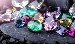 A colorful arrangement of gemstones representing all four seasons, styled to reflect seasonal moods and energies.