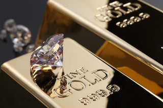 Illustration of sparkling diamonds with a financial chart overlay, representing diamond investment trends in 2025.