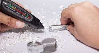  Lab-grown diamond being tested with a standard diamond tester.