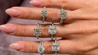 Side-by-side comparison of moissanite and diamond rings, highlighting differences in durability and appearance over time.