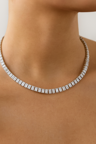 Classic Emerald Cut Lab Diamond Tennis Necklace