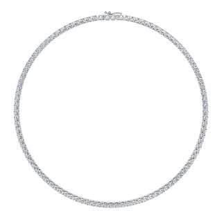 Classic Round Cut Lab Diamond Tennis Necklace, crafted from 18K gold with lab-grown diamonds in EF color and VVS clarity. A timeless, elegant necklace perfect  women, available in multiple carat settings.