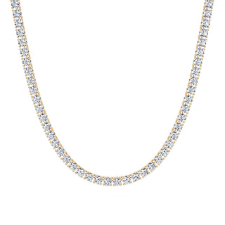 Classic Round Cut Lab Diamond Tennis Necklace, crafted from 18K gold with lab-grown diamonds in EF color and VVS clarity. A timeless, elegant necklace perfect  women, available in multiple carat settings.