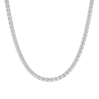 Classic Round Cut Lab Diamond Tennis Necklace, crafted from 18K gold with lab-grown diamonds in EF color and VVS clarity. A timeless, elegant necklace perfect  women, available in multiple carat settings.