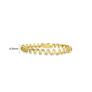 Aurum Coil Bracelet - 925 Sterling Silver with Gold Finish and Lab-Created Sapphire, Adjustable Size