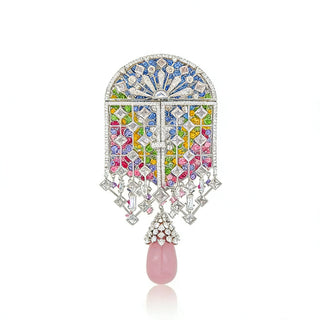 Geometric brooch close up