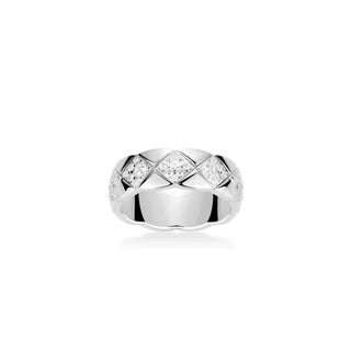 Champagne Glow Ring in 925 silver with lab sapphire and pavé setting, available in champagne gold or platinum finish for men and women
