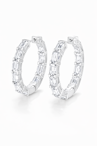 The Emerald Cut Halo Hoops