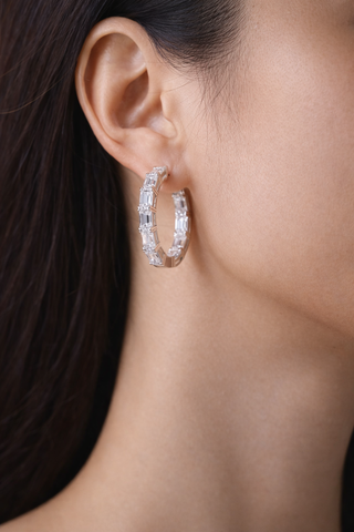 The Emerald Cut Halo Hoops