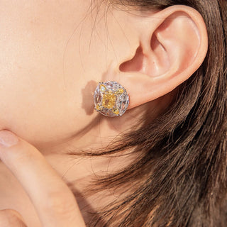 Citrine Crown Studs in sterling silver with yellow lab sapphires, offering a regal and radiant design.