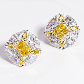 Citrine Crown Studs in sterling silver with yellow lab sapphires, offering a regal and radiant design.