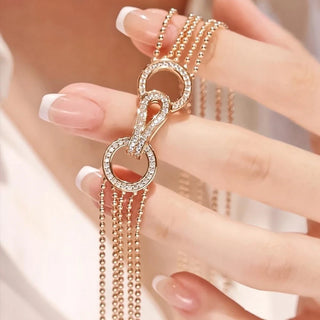 Clasped Essence Necklace in rose gold choker design with lab sapphire centerpiece – elegant essence-inspired gold necklace for women
