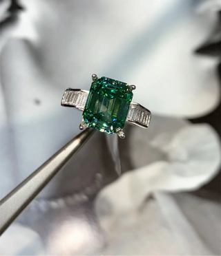 Emerald Heirloom Ring with 5-carat emerald-cut Moissanite in 925 sterling silver