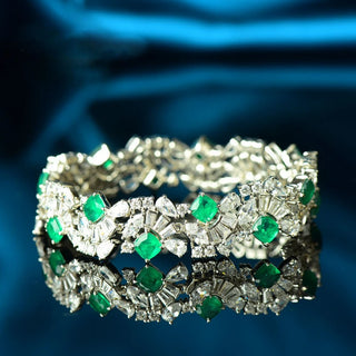 Emerald Reign Bracelet in sterling silver with lab-created green sapphires – elegant emerald bracelet design for women.