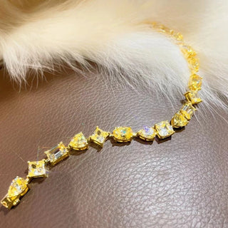 Golden Hour Bracelet in sterling silver with yellow lab sapphires – gold bracelet design inspired by sunlight and serenity.
