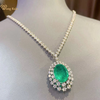 Imperial Columbian Necklace in sterling silver with lab-created emerald sapphires, designed with timeless elegance.