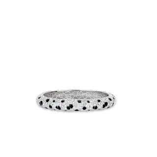 Leopard Spots Bangle crafted in 925 sterling silver with lab-created sapphires, featuring bold animal-inspired pattern in a sleek, travel-friendly design.