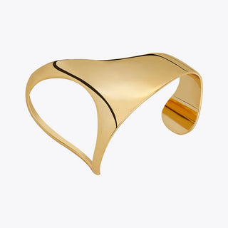 Liquid Gold Palm Cuff - 925 Sterling Silver with Warm Gold Plating, Sculpted Palm Leaf Design