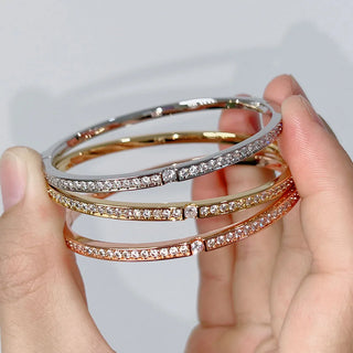 Luxora Gold Bangle - 925 Sterling Silver with Gold, Rose Gold, or Silver Finish, Minimalist Design.