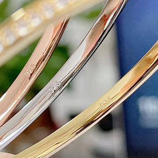 Luxora Gold Bangle - 925 Sterling Silver with Gold, Rose Gold, or Silver Finish, Minimalist Design.