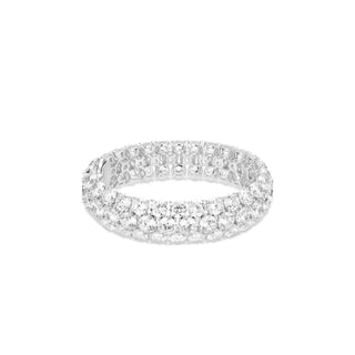 Moonlit Twilight Bangle - 925 Sterling Silver with White Gold Plating, Lab-Created White Sapphires, Elegant and Radiant Design.