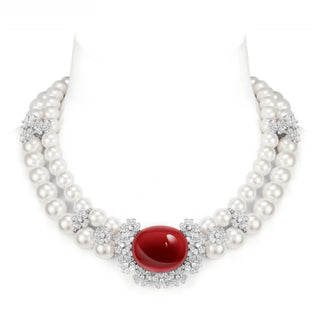 Pearl Blossom Necklace with white background- AzzallurePearl Blossom Necklace for women, crafted from 925 sterling silver with a freshwater pearl and lab-created sapphires. A delicate, nature-inspired design that rests gracefully on the collarbone.