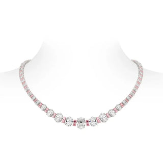 Rose Rhythm Necklace with Lab-Created White Sapphires in Sterling Silver and Platinum Plating
