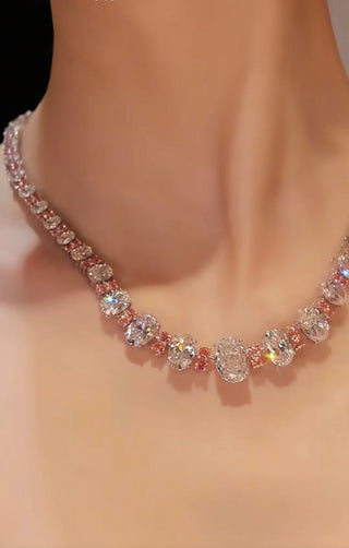 Rose Rhythm Necklace with Lab-Created White Sapphires in Sterling Silver and Platinum Plating
