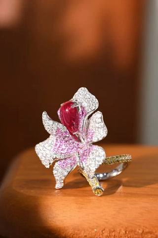 Crimson Orchid Ring