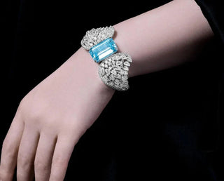 Sapphire Butterfly Wings Bracelet - Sterling Silver Bracelet with Blue and White Lab-Created Sapphire