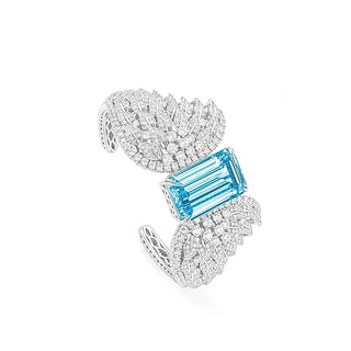 Sapphire Butterfly Wings Bracelet - Sterling Silver Bracelet with Blue and White Lab-Created Sapphire