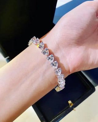 Seraphine Heart Bracelet in sterling silver with heart-shaped Moissanite – elegant heart bracelet for girls and women.
