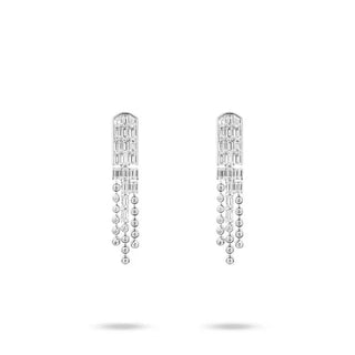 Skyfall Drops Earrings – Sterling silver earrings with lab-created sapphires, featuring a graceful, elongated design inspired by starlight.