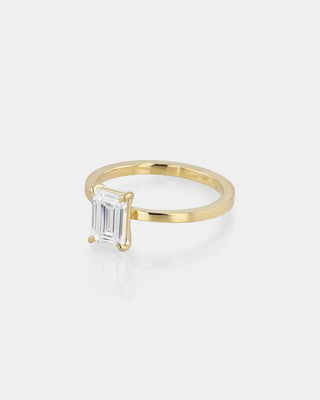 Emerald Cut Lab Diamond Classic Solitaire Ring 18K Gold