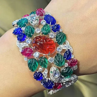 Sterling silver Ruby Orchard Bracelet with lab-created ruby sapphires – elegant ruby emerald bracelet with bold gemstone detailing.