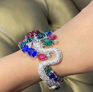 Sterling silver Ruby Orchard Bracelet with lab-created ruby sapphires – elegant ruby emerald bracelet with bold gemstone detailing.