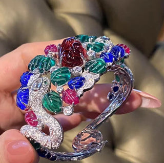 Sterling silver Ruby Orchard Bracelet with lab-created ruby sapphires – elegant ruby emerald bracelet with bold gemstone detailing.