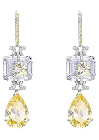 Sunveil Earrings in sterling silver with yellow lab sapphires, offering a delicate shimmer of sunlight-inspired elegance.