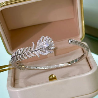 Sweet Angel Bangle - 925 Sterling Silver with Imitation Rhodium Plating, Elegant Cuff Design
