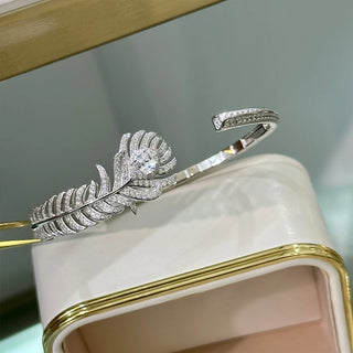 Sweet Angel Bangle - 925 Sterling Silver with Imitation Rhodium Plating, Elegant Cuff Design