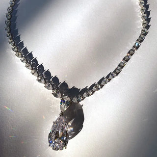Teardrop Necklace with 20-Carat Pear-Shaped Lab-Created Sapphire in Sterling Silver
