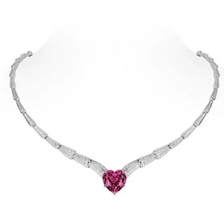The Heartbeat Necklace in sterling silver with red lab sapphire – simple and elegant heart necklace gift for girlfriend or mother

