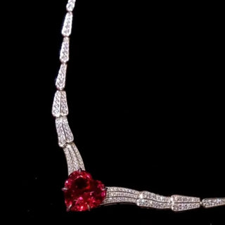 The Heartbeat Necklace in sterling silver with red lab sapphire – simple and elegant heart necklace gift for girlfriend or mother

