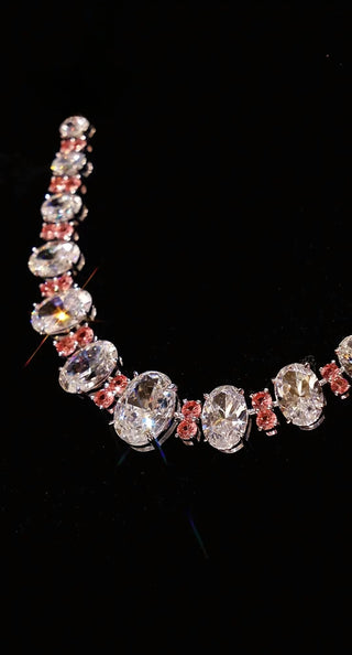 Rose Rhythm Necklace with Lab-Created White Sapphires in Sterling Silver and Platinum Plating