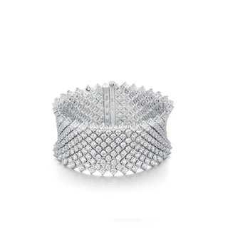 Viper Gleam Bracelet - 925 Sterling Silver with Platinum Plating, Adorned with Lab-Created White Sapphires