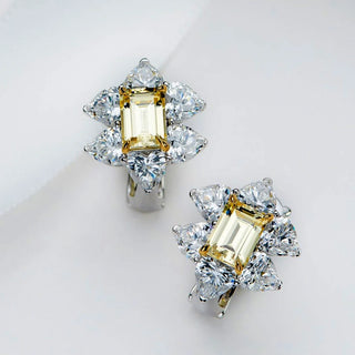 Yellow Diamond Flower Earrings – Snowflake-inspired sterling silver earrings with radiant yellow lab-created sapphires.