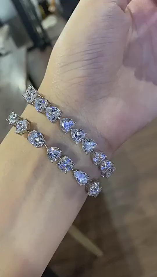 Seraphine Heart Bracelet in sterling silver with heart-shaped Moissanite – elegant heart bracelet for girls and women.